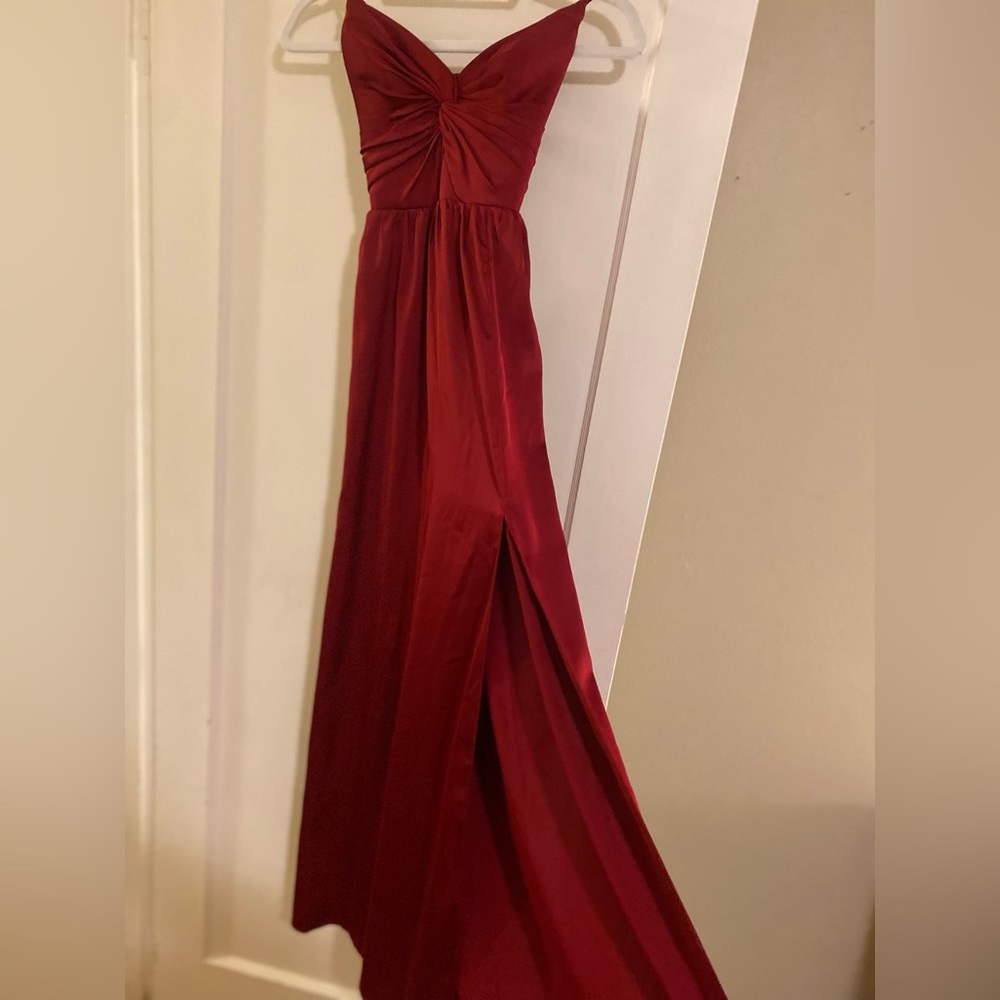 Azazie Raya Satin Dress - Pomegranate. Size 4